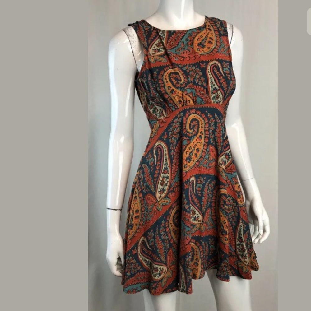 Free People Paisley Fit & Flare Mini Skater Dress - Picture 3 of 8